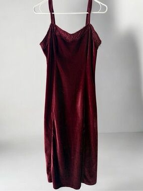 Mi Ami Velvet Lace Trim Cami Tank Top Maroon Burgundy Size M